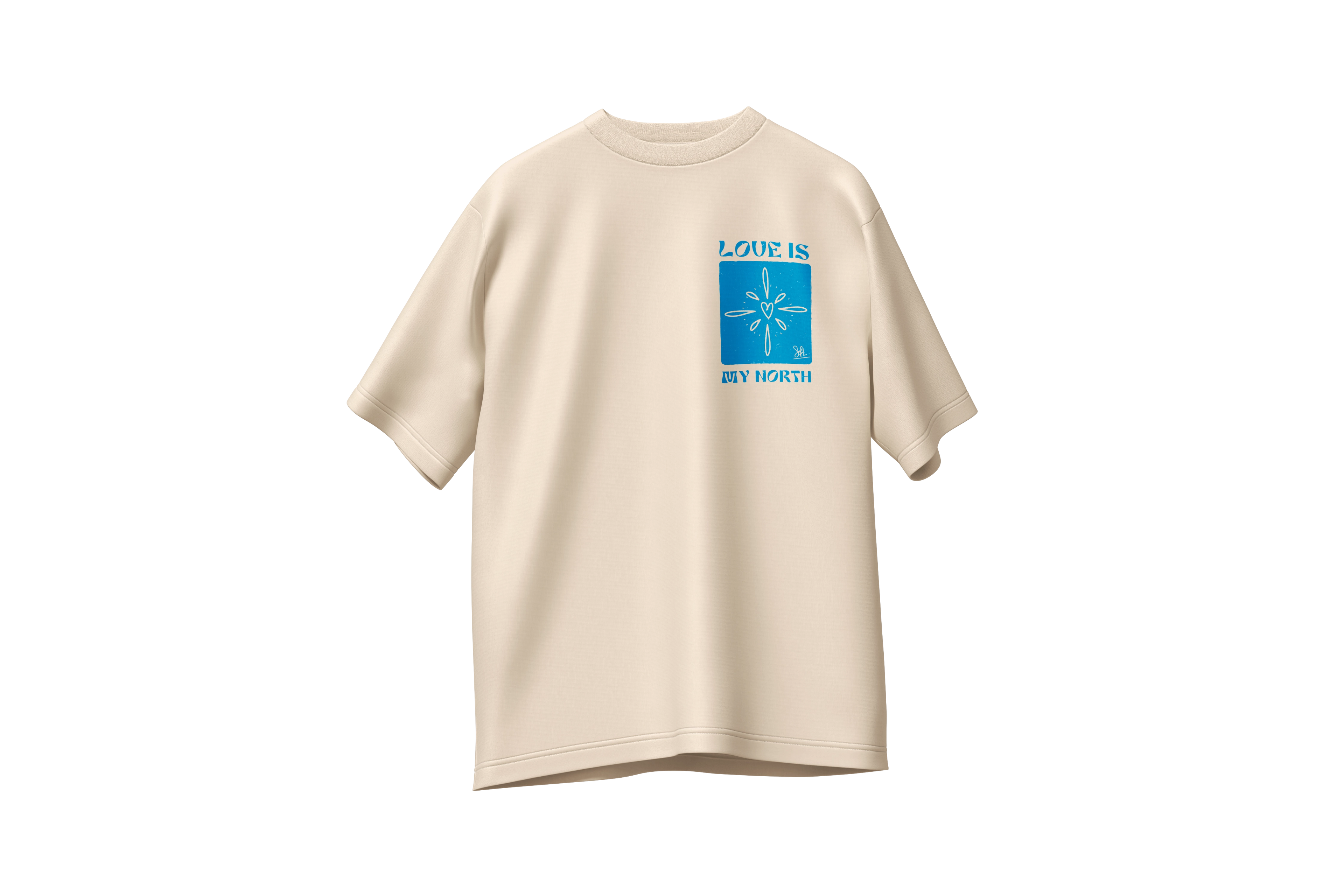 Tshirt oversize "Love is my North" 220g